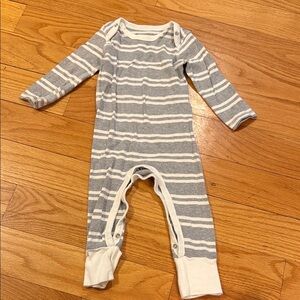 Charming Gray and White Striped Kids Footie